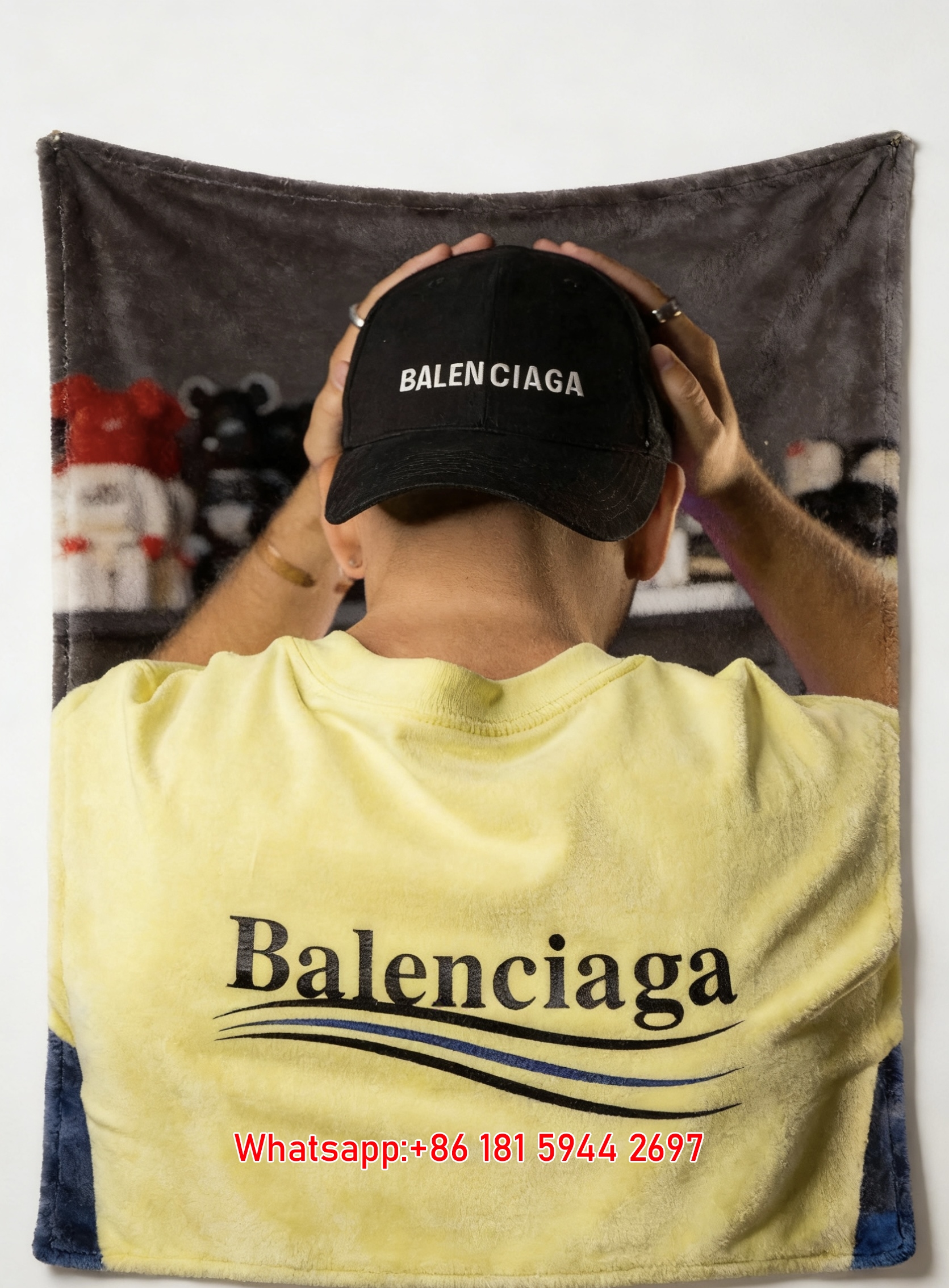 Balenciaga Wave Logo Print Flannel Sofa Throw Blanket BA423